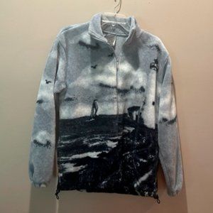 New With Tags Vintage Art Unlimited Blue Gray Ocean Boat Birds scene Size Small